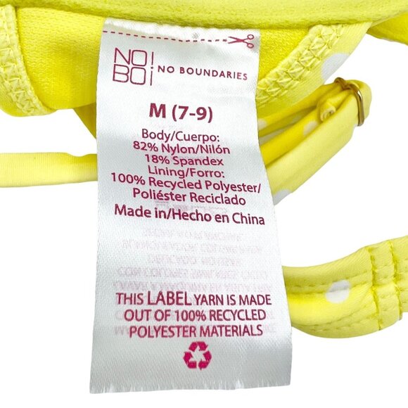 No Boundaries Medium 7-9 Yellow White Dot Underwire Bikini Top Juniors NWT - Picture 6 of 7